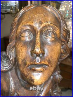 Antique carved Wood carved Figure of Mary Magdelene Religious sculpture