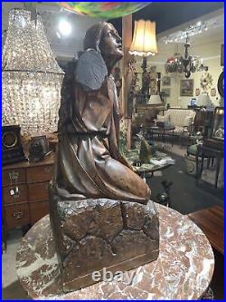 Antique carved Wood carved Figure of Mary Magdelene Religious sculpture