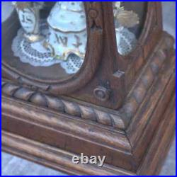 Antique carved wood Altar Chapel Shrine Mary 2 urns flowers Madonna religious
