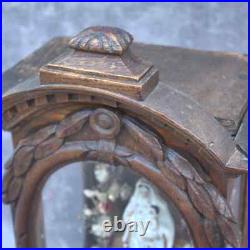Antique carved wood Altar Chapel Shrine Mary 2 urns flowers Madonna religious
