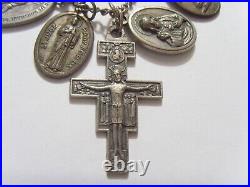 Antique catholic Saints religious many pendants family heirloom necklace 53602