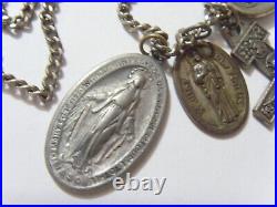 Antique catholic Saints religious many pendants family heirloom necklace 53602