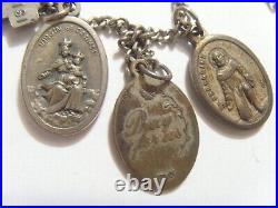 Antique catholic Saints religious many pendants family heirloom necklace 53602