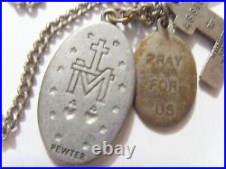 Antique catholic Saints religious many pendants family heirloom necklace 53602