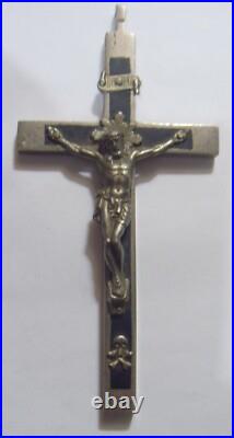 Antique catholic pectoral 4.5 inch crucifix cross bones religious pendant 53953