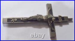 Antique catholic pectoral 4.5 inch crucifix cross bones religious pendant 53953