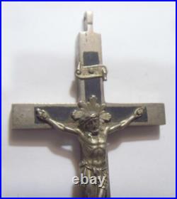 Antique catholic pectoral 4.5 inch crucifix cross bones religious pendant 53953