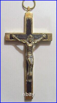 Antique catholic pectoral crucifix cross gold tone metal religious pendant 53406 Antique catholic pectoral crucifix cross gold tone metal religious pendant 53406