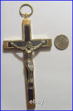 Antique catholic pectoral crucifix cross gold tone metal religious pendant 53406 Antique catholic pectoral crucifix cross gold tone metal religious pendant 53406