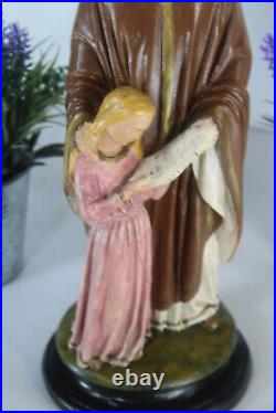 Antique ceramic chalk SAINT ANNE Mary Statue sculpture religious