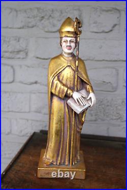 Antique ceramic chalk bishop saint statue religious