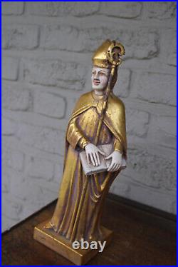 Antique ceramic chalk bishop saint statue religious