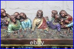 Antique ceramic chalk last supper jesus statue religious