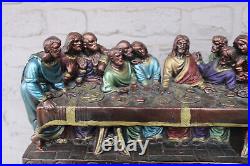 Antique ceramic chalk last supper jesus statue religious