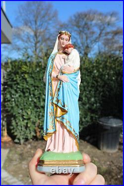 Antique ceramic chalk madonna child statue figurine religious