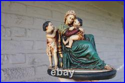 Antique ceramic chalk religious statue madonna jesus john baptist
