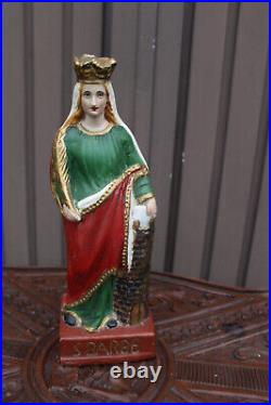 Antique ceramic chalk saint barbara figurine statue religious