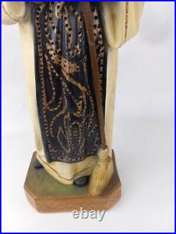 Antique ceramic chalk statue of Saint Martin de Porres religious 16 Tall