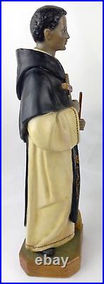 Antique ceramic chalk statue of Saint Martin de Porres religious 16 Tall