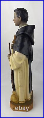 Antique ceramic chalk statue of Saint Martin de Porres religious 16 Tall