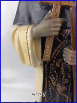 Antique ceramic chalk statue of Saint Martin de Porres religious 16 Tall