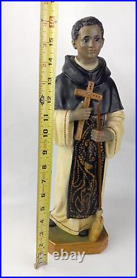 Antique ceramic chalk statue of Saint Martin de Porres religious 16 Tall