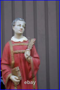 Antique ceramic chalk statue of saint monon Figurine religious rare