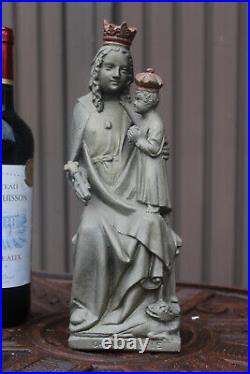 Antique ceramic chalk statue our lady of VEERLE flemish religious