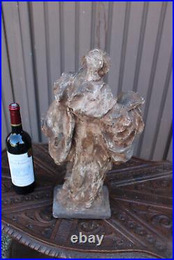 Antique ceramic chalk statue saint theresia with book religious