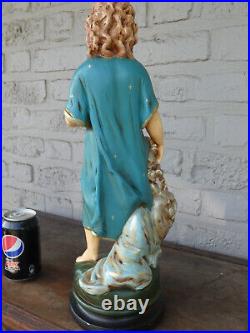 Antique ceramic chalk statue young jesus figurine religious