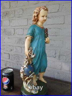 Antique ceramic chalk statue young jesus figurine religious