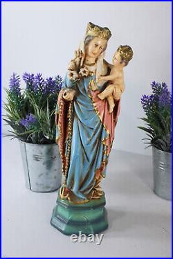 Antique ceramic religious saint madonna child statue