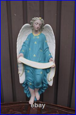 Antique ceramic religious wall angel figurine statue rare