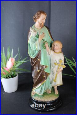 Antique ceramic saint joseph statue religious