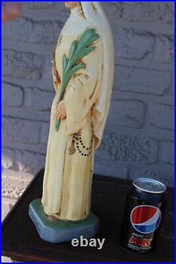 Antique ceramic statue saint Amandina Schakkebroek rare religious