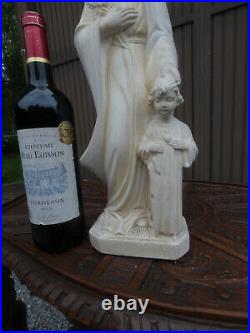 Antique chalk Guelfi signed Saint joseph jesus statue figurine religious