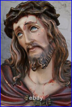 Antique chalk Jesus christ bust statue religious rare