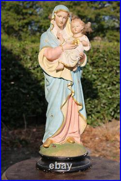 Antique chalk MAdonna MAry Religious statue