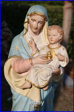 Antique chalk MAdonna MAry Religious statue