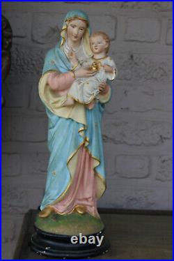 Antique chalk MAdonna MAry Religious statue