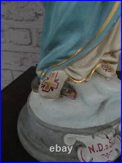Antique chalk Notre dame De sacre Coeur Madonna child statue religious