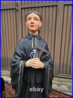 Antique chalk Statue Of Saint Gemma Galgani rare religious art