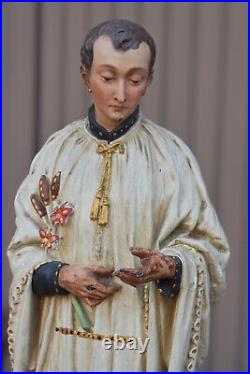 Antique chalk Statue of Saint Aloysius Gonzaga religious