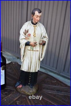 Antique chalk Statue of Saint Aloysius Gonzaga religious