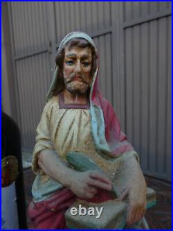 Antique chalk Statue saint Lucas Evangelist Religious