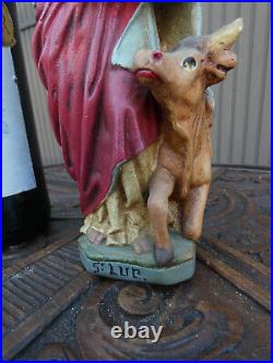 Antique chalk Statue saint Lucas Evangelist Religious