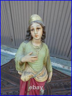 Antique chalk Statue saint Philomena Anchor religious