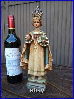 Antique chalk Statue saint jesus of prague religious