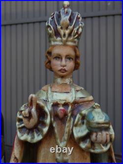 Antique chalk Statue saint jesus of prague religious