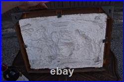 Antique chalk bas relief Annunciation mary archangel wood frame religious plaque